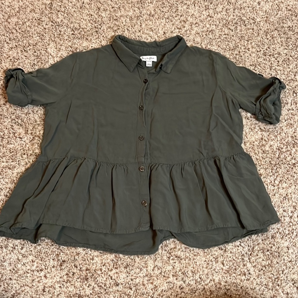 Mix & Match 2/$14 Love Fire Girls Olive Button Front Shirt